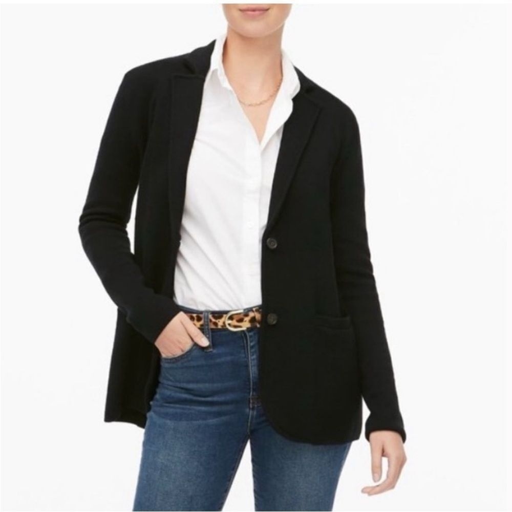 J Crew 2 Button Black Women's Sweater Blazer Size XXL‎